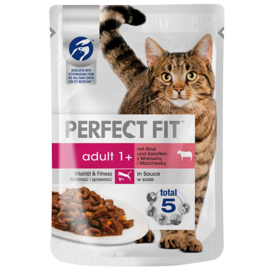 Perfect Fit Пауч за котки с Говеждо и Моркови в сос, 85г - - Zoolink Perfect Fit Пауч за котки с Говеждо и Моркови в сос, 85г - - Zoolink