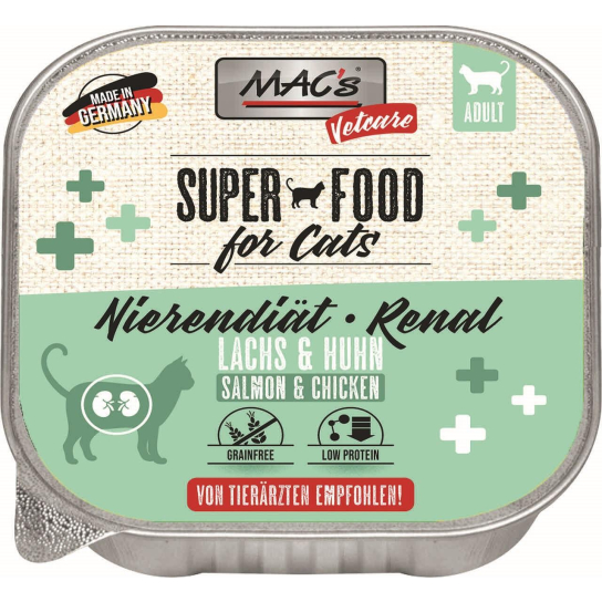 MAC'S CAT ADULT VETCARE RENAL - пастет за пораснали котки с бъбречни проблеми, Пиле и Сьомга,85г -  - Zoolink