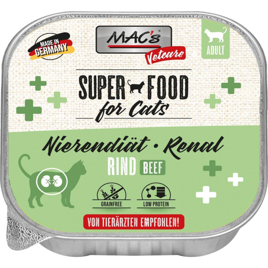 MAC'S CAT ADULT VETCARE RENAL - пастет за пораснали котки с бъбречни проблеми, Говеждо, 85г -  - Zoolink