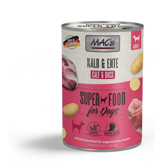 MAC'S DOG ADULT - за пораснали кучета, Телешко и Патешко, консерва 400г - - Zoolink MAC'S DOG ADULT - за пораснали кучета, Телешко и Патешко, консерва 400г - - Zoolink
