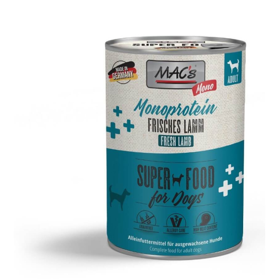 MAC'S DOG ADULT MONOPROTEIN - за пораснали кучета, Агне, консерва 400г - - Zoolink MAC'S DOG ADULT MONOPROTEIN - за пораснали кучета, Агне, консерва 400г - - Zoolink
