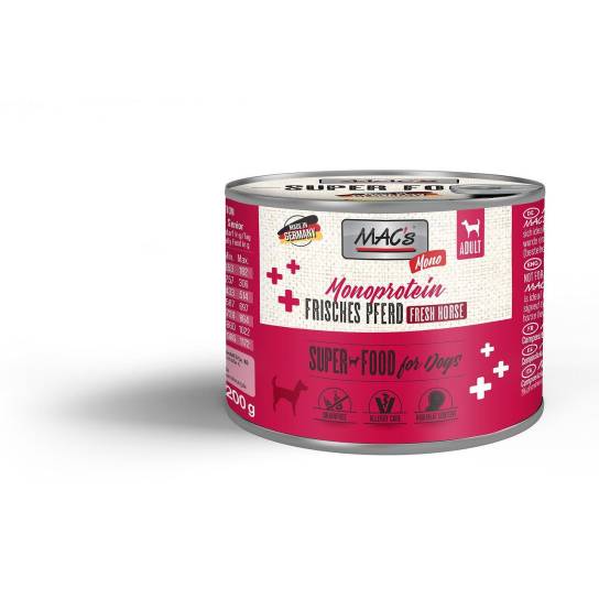 MAC'S DOG ADULT MONOPROTEIN - за пораснали кучета, Конско, консерва, 200г -  - Zoolink