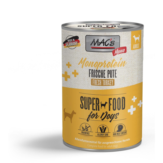 MAC'S DOG ADULT MONOPROTEIN - за пораснали кучета, Пуйка, консерва 400г -  - Zoolink
