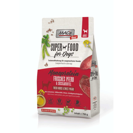 MAC'S DOG ADULT MONOPROTEIN - за пораснали кучета, Конско и сладък картоф , 750г -  - Zoolink