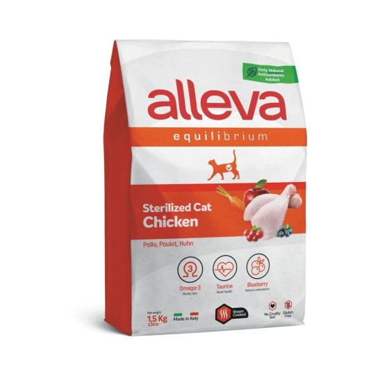 Храна за котки alleva equilibrium sterilized (adult cat) с пилешко, 1.5кг -  - Zoolink