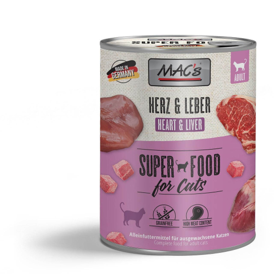 MAC'S CAT ADULT - за пораснали котки, Сърца и Черен дроб, консерва 800г -  - Zoolink