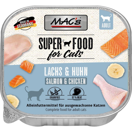 MAC'S CAT ADULT - пастет за пораснали котки, Сьомга и Пиле, 85г - - Zoolink MAC'S CAT ADULT - пастет за пораснали котки, Сьомга и Пиле, 85г - - Zoolink
