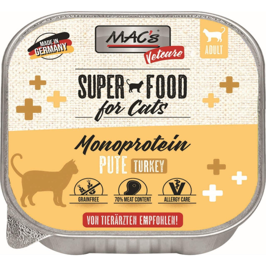 MAC'S CAT ADULT VETCARE MONOPROTEIN - пастет за чувствителни и капризни котки над 1г., Пуйка, 85г - - Zoolink MAC'S CAT ADULT VETCARE MONOPROTEIN - пастет за чувствителни и капризни котки над 1г., Пуйка, 85г - - Zoolink