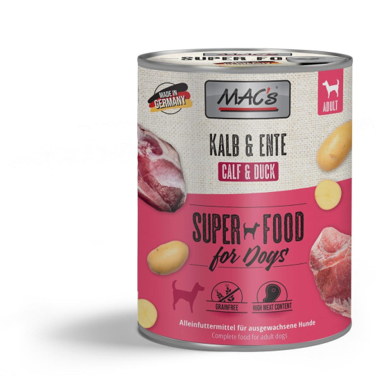MAC'S DOG ADULT - за пораснали кучета, Телешко и Патешко, консерва 800г - - Zoolink MAC'S DOG ADULT - за пораснали кучета, Телешко и Патешко, консерва 800г - - Zoolink