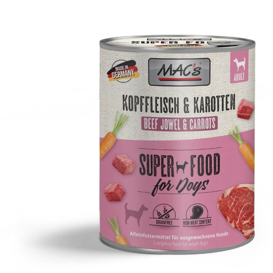 MAC'S DOG ADULT - за пораснали кучета, Говеждо и Моркови, консерва 800г -  - Zoolink