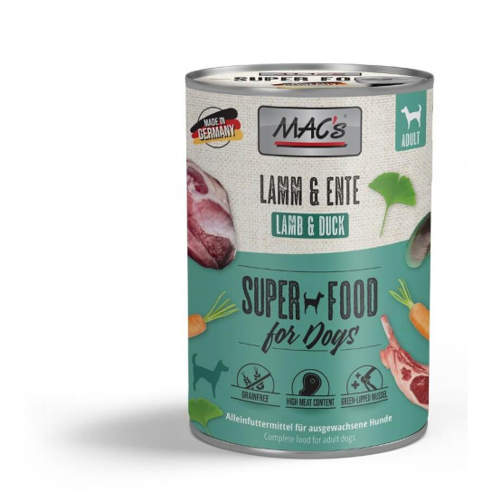 MAC'S DOG АDULT - за пораснали кучета, Агне и Патица, консерва 400г - - Zoolink MAC'S DOG АDULT - за пораснали кучета, Агне и Патица, консерва 400г - - Zoolink