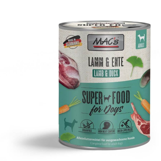 MAC'S DOG АDULT - за пораснали кучета, Агне и Патица, консерва  800г -  - Zoolink