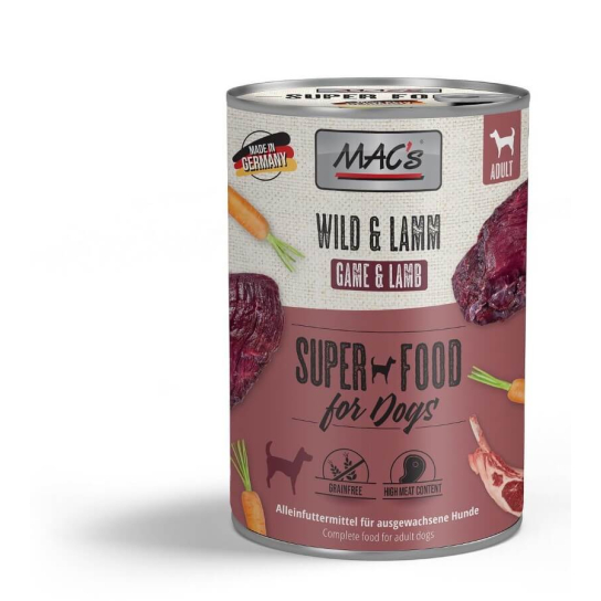 MAC'S DOG ADULT - за пораснали кучета, Дивеч и Агнешко, консерва 400г - - Zoolink MAC'S DOG ADULT - за пораснали кучета, Дивеч и Агнешко, консерва 400г - - Zoolink