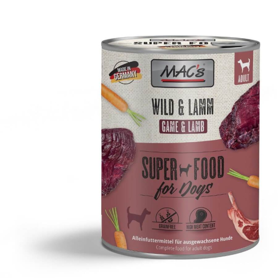 MAC'S DOG ADULT - за пораснали кучета, Дивеч и Агнешко, консерва 800г -  - Zoolink