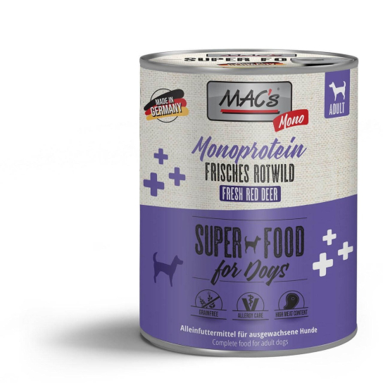 MAC'S DOG ADULT MONOPROTEIN - за пораснали кучета, Елен, консерва 800г - - Zoolink MAC'S DOG ADULT MONOPROTEIN - за пораснали кучета, Елен, консерва 800г - - Zoolink