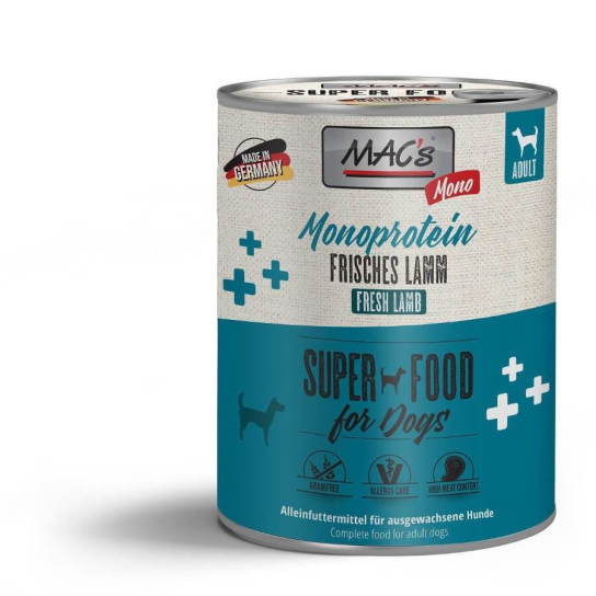 MAC'S DOG ADULT MONOPROTEIN - за пораснали кучета, Агне, консерва 800г - - Zoolink MAC'S DOG ADULT MONOPROTEIN - за пораснали кучета, Агне, консерва 800г - - Zoolink