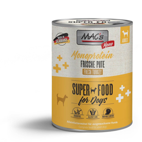 MAC'S DOG ADULT MONOPROTEIN - за пораснали кучета, Пуйка, консерва 800г - - Zoolink MAC'S DOG ADULT MONOPROTEIN - за пораснали кучета, Пуйка, консерва 800г - - Zoolink