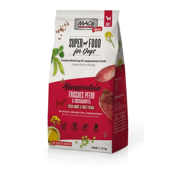 MAC'S DOG ADULT MONOPROTEIN - за пораснали кучета, Конско и сладък картоф, 12кг -  - Zoolink