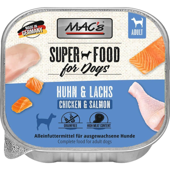 MAC'S DOG ADULT - пастет за пораснали кучета, Сьомга и Пиле, 150г - - Zoolink MAC'S DOG ADULT - пастет за пораснали кучета, Сьомга и Пиле, 150г - - Zoolink