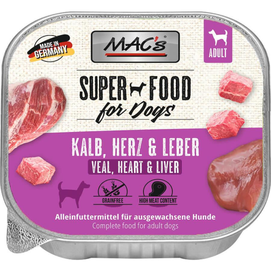 MAC'S DOG ADULT - пастет за пораснали кучета, Телешко, Сърца и Черен Дроб, 150г - - Zoolink MAC'S DOG ADULT - пастет за пораснали кучета, Телешко, Сърца и Черен Дроб, 150г - - Zoolink