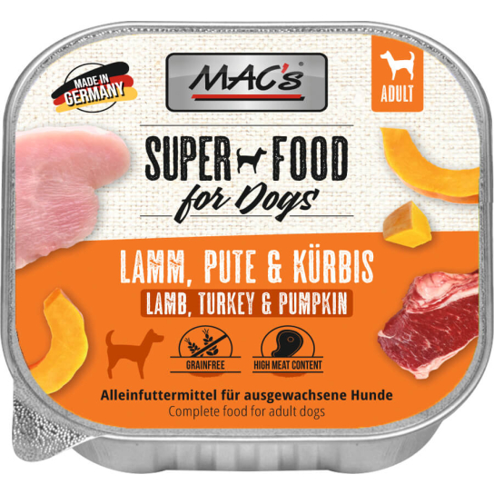 MAC'S DOG ADULT - пастет за пораснали кучета, Агне, Пуйка и Тиква, 150г - - Zoolink MAC'S DOG ADULT - пастет за пораснали кучета, Агне, Пуйка и Тиква, 150г - - Zoolink