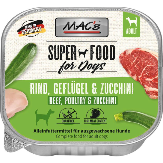 MAC'S DOG ADULT - пастет за пораснали кучета, Говеждо, Птиче и Тиквички, 150г - - Zoolink MAC'S DOG ADULT - пастет за пораснали кучета, Говеждо, Птиче и Тиквички, 150г - - Zoolink