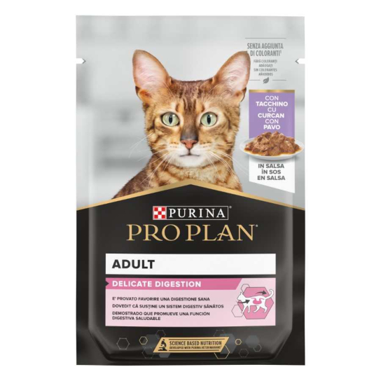 Purina Pro Plan DELICATE DIGESTION - за котки в зряла възраст с Пуйка, пауч 85 г -  - Zoolink