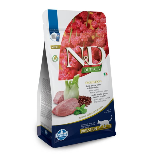N&D QUINOA DIGESTION LAMB  –  котки над 1г. за здрав стомах с киноа, агнешко, копър и мента, 300г -  - Zoolink