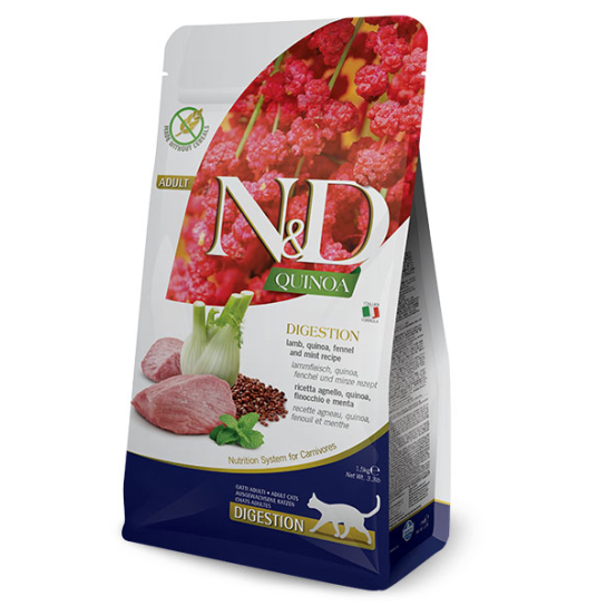 N&D QUINOA DIGESTION LAMB  –  котки над 1г. за здрав стомах с киноа, агнешко, копър и мента, 1.5кг -  - Zoolink