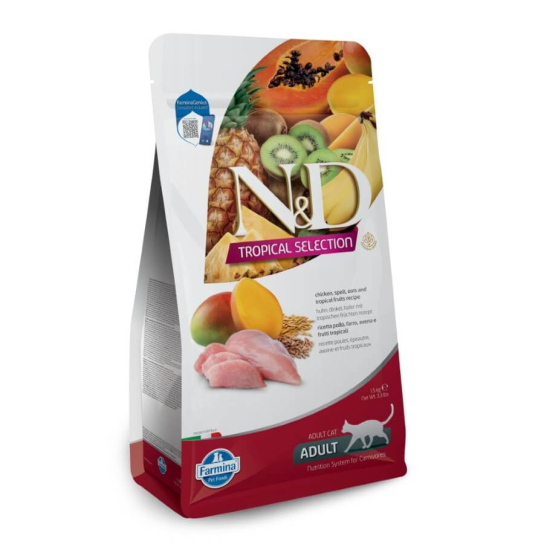 N&D CAT TROPICAL CHICKEN - за котки над 1г.,с Пиле, спелта, овес и тропически плодове, 10кг -  - Zoolink