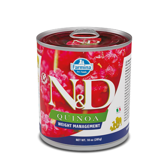 N&D QUINOA WEIGHT MANAG. ADULT – за куче над 1г., контрол тегло, Aгне, киноа, броколи, консерва 285г -  - Zoolink