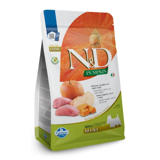 N&D PUMPKIN ADULT MINI - за кучета в зряла възраст от дребни породи, с Глиган, тиква и ябълка, 800г -  - Zoolink