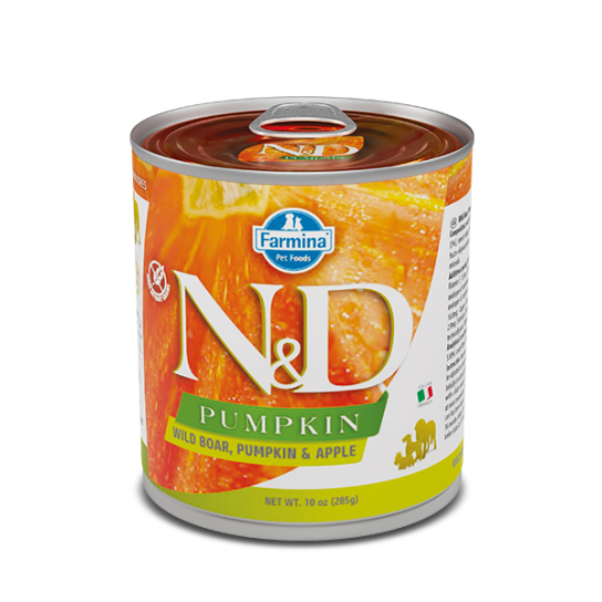 N&D PUMPKIN BOAR & APPLE ADULT – за кучета над 1г., Глиган, тиква и ябълка, консерва 285г -  - Zoolink