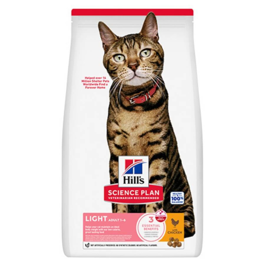 Hill's SP Feline Adult Light Chicken - нискокалорийна храна за котки над 1 г., Пиле 10кг -  - Zoolink