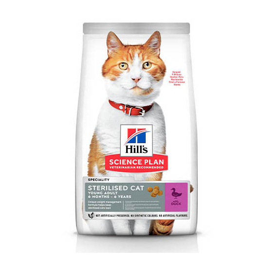 Hill's SP Feline Adult Sterilized Duck - За кастрирани котки над 1 г., Патица, 1.5кг -  - Zoolink