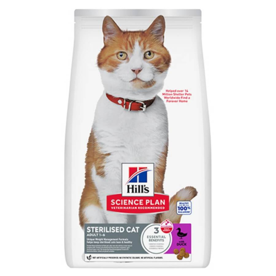 Hill's SP Feline Adult Sterilized Duck - За кастрирани котки над 1 г., Патица, 10кг -  - Zoolink