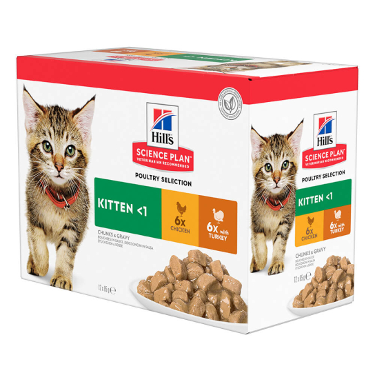 Hill's SP Kitten POULTRY SELECTION - сос Грейви за котенца до 1г., бременни и кърмещи котки, 12х85г -  - Zoolink