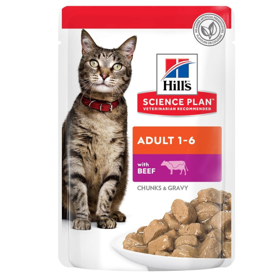 Hill's SP Feline Adult BEEF - в сос Грейви за котки над 1 г., Телешко, пауч 12х85г -  - Zoolink