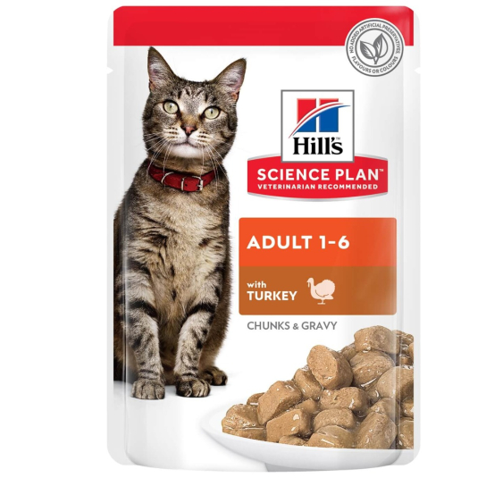 Hill's SP Feline Adult TURKEY - в сос Грейви за котки над 1 г., Пуйка, пауч 12х85г -  - Zoolink