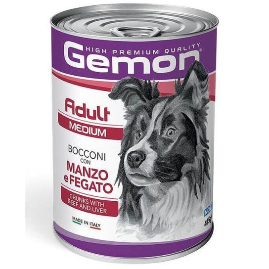GEMON Adult beef&liver– за кучета в зряла възраст с телешко и черен дроб, консерва 415гр. -  - Zoolink
