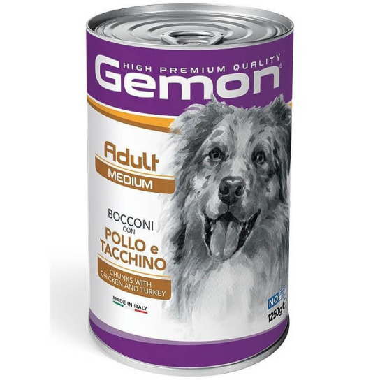 GEMON Adult turkey – за кучета в зряла възраст с пилешко и пуешко, консерва 1.25кг -  - Zoolink