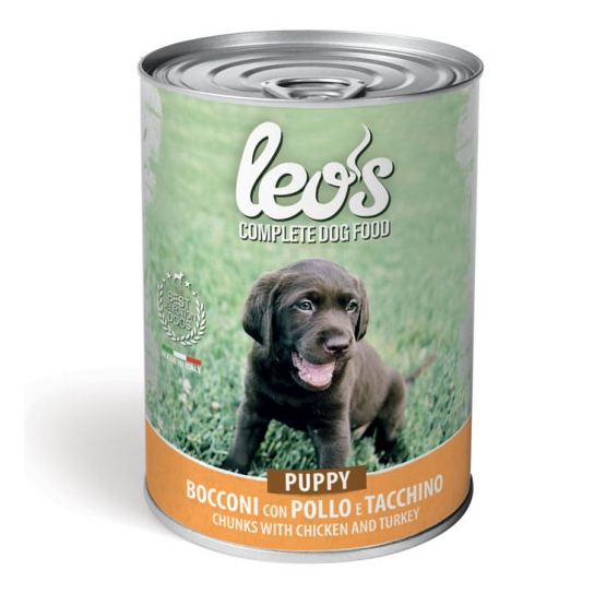 LEO’S Puppy&Junior chicken&turkey – за подрастващи кучета, с пилешко и пуешко, консерва 415гр. -  - Zoolink