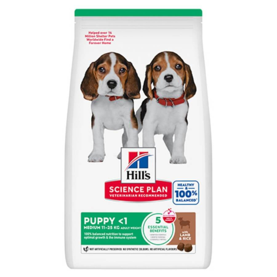 Hill's SP Dog Puppy Medium Lamb - за средни породи кучета до 25 кг и до 1г., Агне и ориз 2.5кг -  - Zoolink