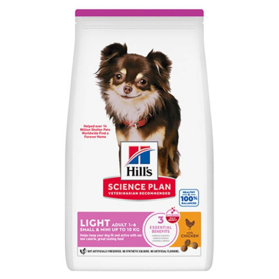 Hill's SP Canine Adult Small&Mini Light - за куче до 10кг от 1 до 6г., наднормено тегло, Пиле, 1.5кг -  - Zoolink