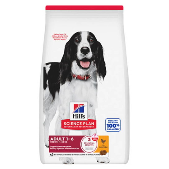 Hill's SP Canine Adult Medium Chicken - за кучета до 25 кг от 1 до 6 г., Пиле, 2.5кг -  - Zoolink