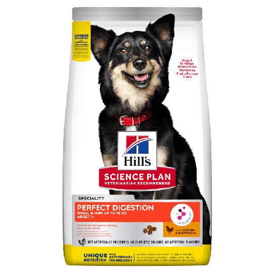 Hill's SP Canine Adult Perfect Digestion Small&Mini - за кучета до 10кг над 1г., Пиле и ориз, 6кг -  - Zoolink