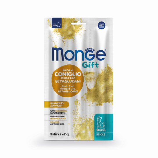 Monge Sticks Immunity support - заешко с нуклеотиди и бета глюкани /подсилва имунитета/, 45гр. - - Zoolink Monge Sticks Immunity support - заешко с нуклеотиди и бета глюкани /подсилва имунитета/, 45гр. - - Zoolink