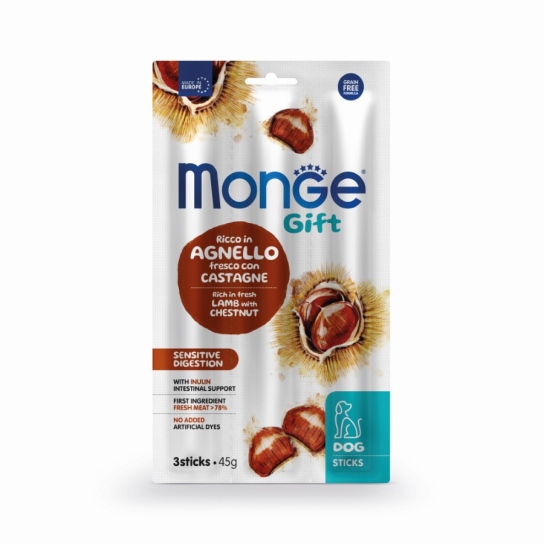Monge Sticks Sensitive digestion - агнешко с кестени и инулин за храносмилателна система, 45гр. - - Zoolink Monge Sticks Sensitive digestion - агнешко с кестени и инулин за храносмилателна система, 45гр. - - Zoolink