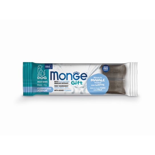 Monge Sticks Meat Bars Puppy&Junior - свинско с мляко и нуклеотиди /за малки кученца/, 40гр. - - Zoolink Monge Sticks Meat Bars Puppy&Junior - свинско с мляко и нуклеотиди /за малки кученца/, 40гр. - - Zoolink