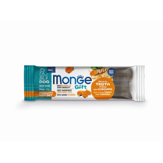 Monge Sticks Meat Bars Mobility support - пъстърва с босвелия и куркума за грижа за ставите, 40гр. - - Zoolink Monge Sticks Meat Bars Mobility support - пъстърва с босвелия и куркума за грижа за ставите, 40гр. - - Zoolink